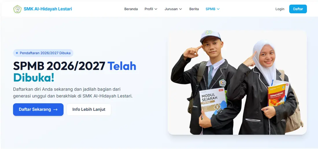SMK Al-Hidayah Lestari website interface